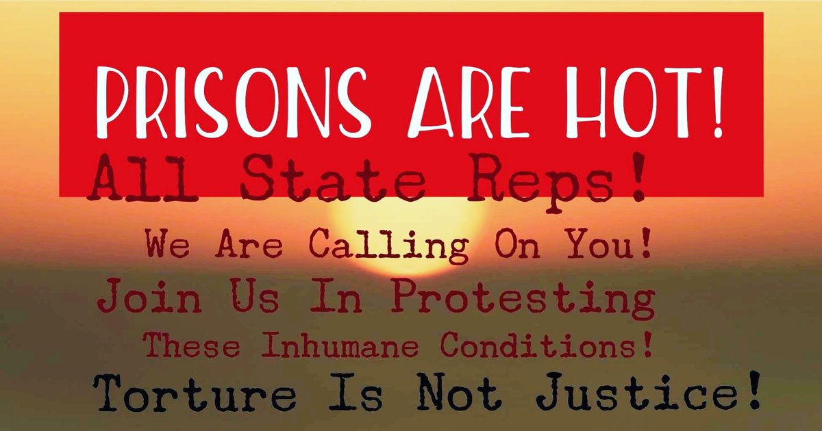 TheCollectiveD1's tweet photo. Incarceration is a deprivation of freedom. NOT to be used to abuse, dehumanize, or TORTURE anyone! Listen, Prisons are HOT! They are not humane! If you believe EVERYONE deserves to be treated HUMANELY...PLEASE CONTACT YOUR ELECTED REPRESENTATIVES! Tell them #TortureIsNotJustice https://t.co/Nor9NX1Cer