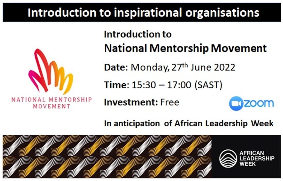SAMentorship's tweet photo. Have a great weekend and remember
The 1st conversation is Monday, 27 June @ 15:30.
Please share this invitation & join us!
To register: https://t.co/VQWcnHA5n0
#AfricanLeadershipWeek #mentorship https://t.co/aaWSq6Fmnw