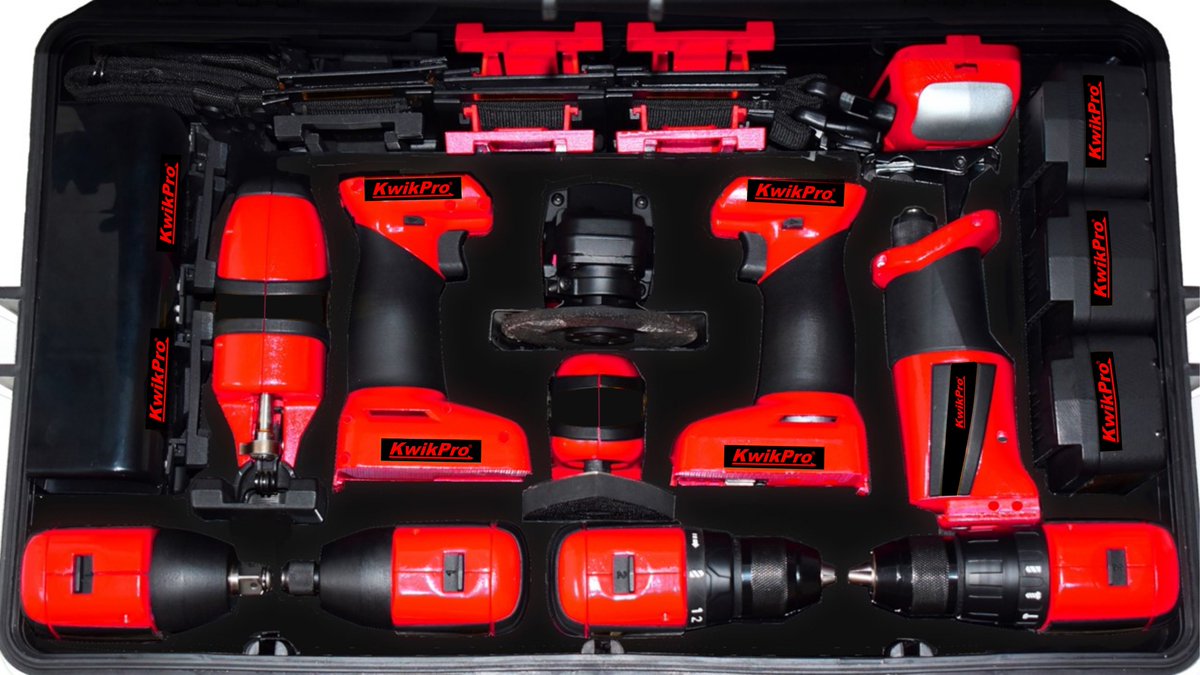 kwikprotools's tweet image. Have you seen: A KwikPro Pro set with 10 tool attachments costs far less than 10 professional power tools of equivalent performance. Order now on @Kickstarter at Extra Value prices kwikprotools.com #powertools #electricians #plumbers #multitools #installers #DIY #hobbies