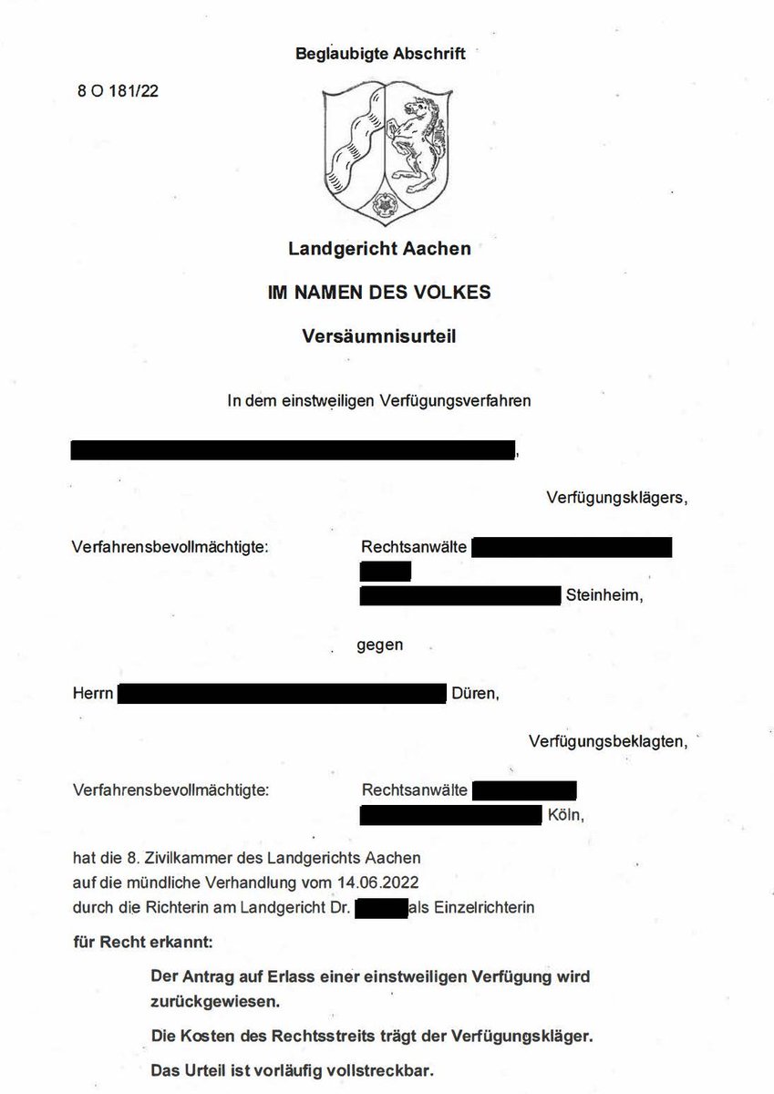 recht_help's tweet photo. Als #Anwalt in einem #Eilverfahren ohne Originalvollmacht zu verhandeln ist keine gute Idee | https://t.co/c8QxTBpSd3 | @ToleranzNaklar @Anwalt_Jun für sein #QuatschJura @TK_CGN #recht_help https://t.co/ivHKOCaM36