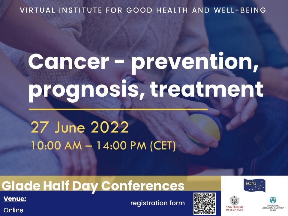 EC2U_Alliance's tweet photo. Last conference of the #VirtualInstitute for #GoodHealth and #WellBeing (#GLADE) before the summer break!
Register now:
๐งโโ๏ธTopic: Cancer โ prevention, prognosis, treatment
๐Date: June, 27th at 10h
๐https://t.co/18KVagPrLB https://t.co/08dBT04idJ