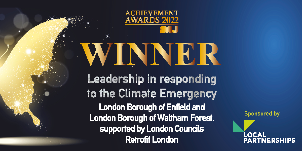 RT @TheMJAwards In a second win of the day at #MJAwards, a spectacular congrats to @EnfieldCouncil and @wfcouncil Retrofit London project team for their win in the 'Leadership in Responding to the Climate Emergency' category. Thank you for your amazing work. Sponsored by @lp_localgov