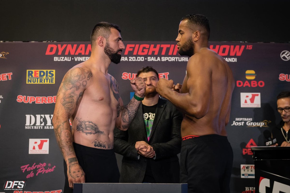 kickboxing_ro's tweet photo. #DFS15 weigh-ins are complete ✅ 

The final face-offs! 🔥 

📸 Stoica 🆚 Tevette, Cozmâncă 🆚 Kemayo, Florin Lambagiu "Rambo", Ostrovanu 🆚 Rubanguka, Bogdan Năstase "Shepherd", Ionuț Popa "Ranger", Diego Freitas etc

[ Tonight | Live on Sport Extra PPV https://t.co/cGBVkckd8D ] https://t.co/IiKh9pvPB3