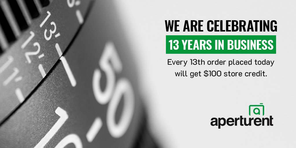 🎉 To celebrate our 13th year in business, every 13th order placed today, June 24th, will receive $100 store credit! This offer expires at 5:30pm. Thank you for your continued support throughout the years.  Happy Renting! apertu.rent

#aperturent