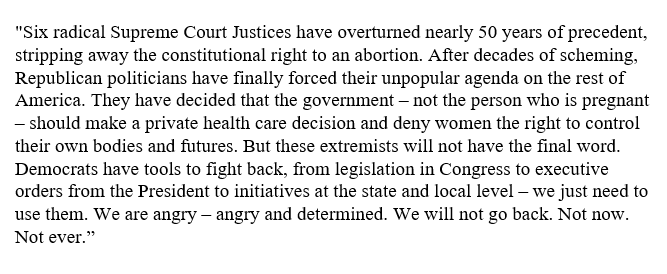 My statement on the Supreme Court overturning #RoeVWade: