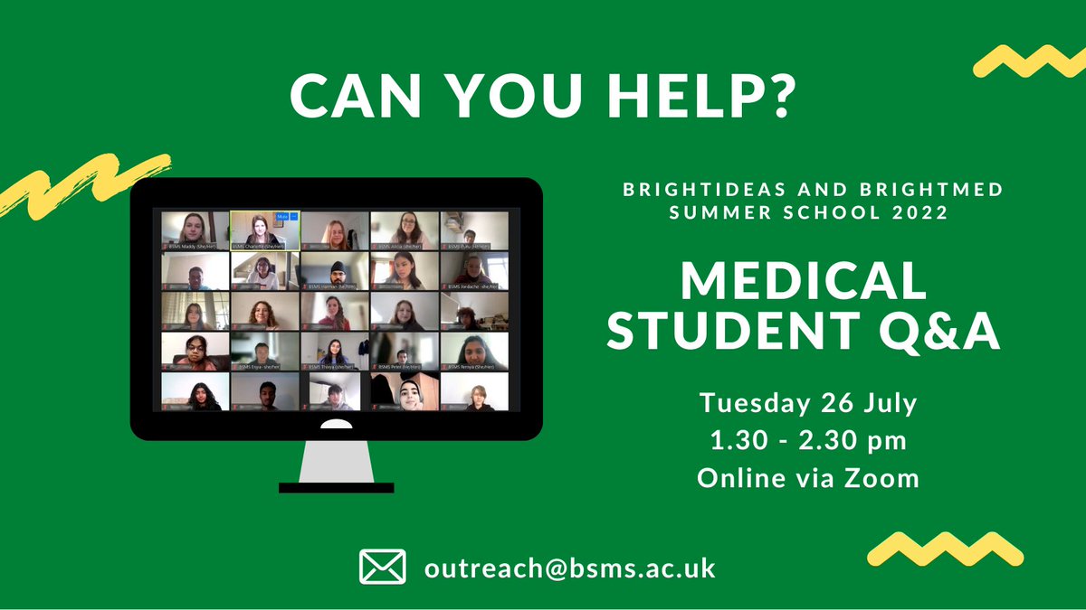 BSMSOutreach's tweet image. We're looking for current students from all UK med. schools to speak to our Year 12s. We want to hear about the things you love, as well as the challenges of studying medicine at your University! 

For more info. email us ➡️outreach@bsms.ac.uk

#MedStudentTwitter #MedTwitter