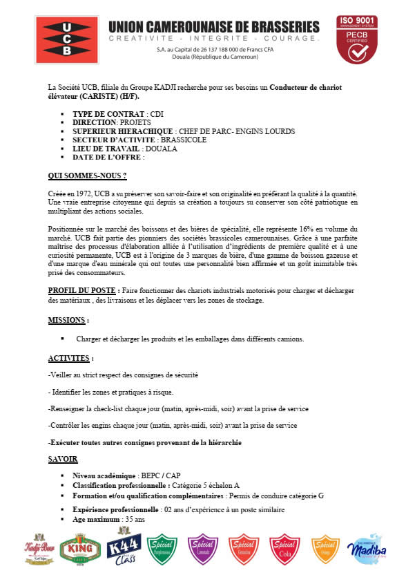 groupekadji's tweet image. UCB - Offre d&apos;emploi : Conducteur de chariot élévateur (CARISTE) (H/F)
Pour postuler : recrutement@sa-ucb.com
Date limite de recevabilité des candidatures : 31/07/2022
Préciser le poste en objet.
 #UCB #KADJIGROUP #conducteur #chariot  #cariste  #recrutements