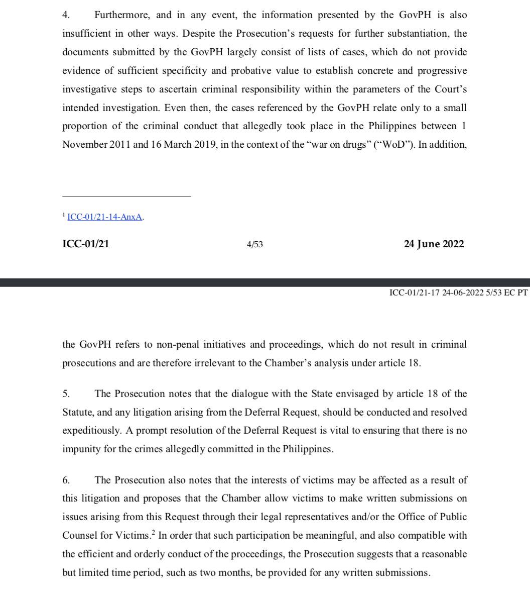 mikenavallo's tweet photo. BREAKING: ICC Prosecutor Karim Khan has asked the ICC Pre-Trial Chamber to resume probe into PH drug war despite PH request to defer it.

Khan says PH govt has not demonstrated it has investigated or is investigating crimes w/in ICC jurisdiction. https://t.co/ZT4viMz5F3