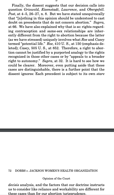 The op is VERY similar to the leaked draft; it added a paragraph about how 'abortion involves potential life & so is different.' (It had already said this, but this explicitly addresses dissent.) And also - THIS IS INTEREST BALANCING. This is NOT a textual or historical point.