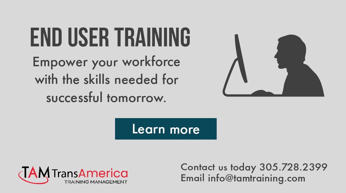 TAMTraining's tweet image. Empower your workforce with the skills needed for successful tomorrow. Contact us today at info@tamtraining.com
#endusertraining