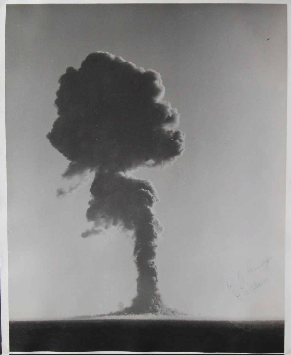 NuclearCurator's tweet photo. @ColdWarPod @bantam201 @TheUCS473 @Nascothornet @diemauerthewall @J_O_Holliday @GermanAtPompey @DDROnline @hoyer_kat @MClaudeHawkes @Leahcim966 Now this one of my personal favourites from the @BNTVA collections. From Operation Totem and signed by William Penney https://t.co/vwwRZhV3b0