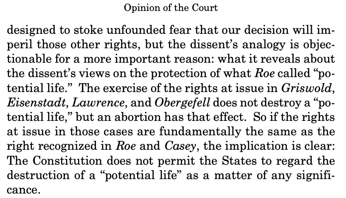 Justin_Ling's tweet photo. SCOTUS majority: Listen, stop worrying about gay rights (Obergefell, Lawrence) or contraceptive rights (Eisenstadt, Griswold) because this is totally different

Clarence Thomas: Revisiting all those decisions is absolutely the plan https://t.co/dRryASG338