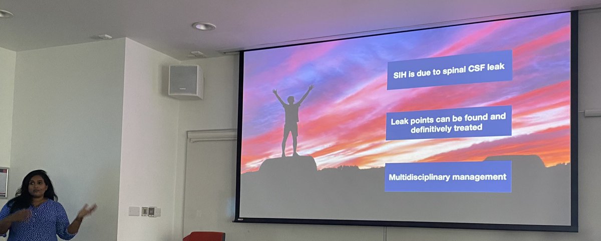 Incredibly insightful talk by <a href="/NeuroradLal/">Lalani Carlton Jones</a> from <a href="/GSTTnhs/">Guy's and St Thomas'</a> and <a href="/KingsCollegeNHS/">King's College NHS</a> on spontaneous intracranial hypotension and her team’s pioneering management of #spinalcsfleaks