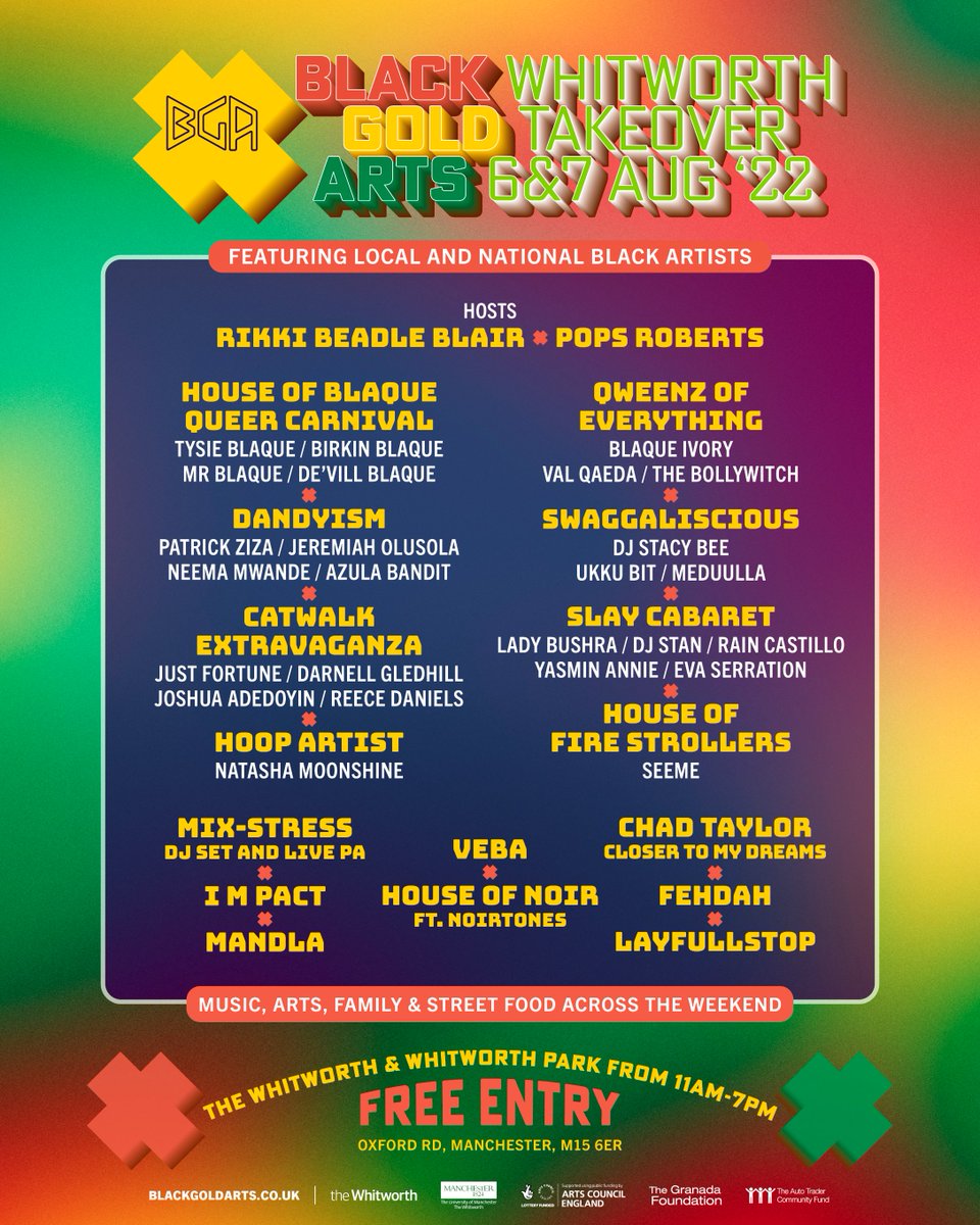 Black Gold Arts (@blackgoldarts) on Twitter photo So excited to announce that on Sat 6 & Sun 7 Aug, Black Gold Arts will takeover The Whitworth & Whitworth Park, featuring local and national black artists. Free Entry! <a href="/WhitworthArt/">the Whitworth</a> <a href="/ChaddyTaylor/">Chad Taylor</a> @mandla_ndla <a href="/LayFullstop/">LayFullstop</a> <a href="/FehdahFoli/">Fehdah</a> <a href="/VebaVixen/">Vebalicious is Still a DisGrace Jones</a> @RikkiBB <a href="/meduull/">ウレタン</a> <a href="/HOUSEofNOIR/">HOUSE of NOIR</a> So excited to announce that on Sat 6 & Sun 7 Aug, Black Gold Arts will takeover The Whitworth & Whitworth Park, featuring local and national black artists. Free Entry! <a href="/WhitworthArt/">the Whitworth</a> <a href="/ChaddyTaylor/">Chad Taylor</a> @mandla_ndla <a href="/LayFullstop/">LayFullstop</a> <a href="/FehdahFoli/">Fehdah</a> <a href="/VebaVixen/">Vebalicious is Still a DisGrace Jones</a> @RikkiBB <a href="/meduull/">ウレタン</a> <a href="/HOUSEofNOIR/">HOUSE of NOIR</a>