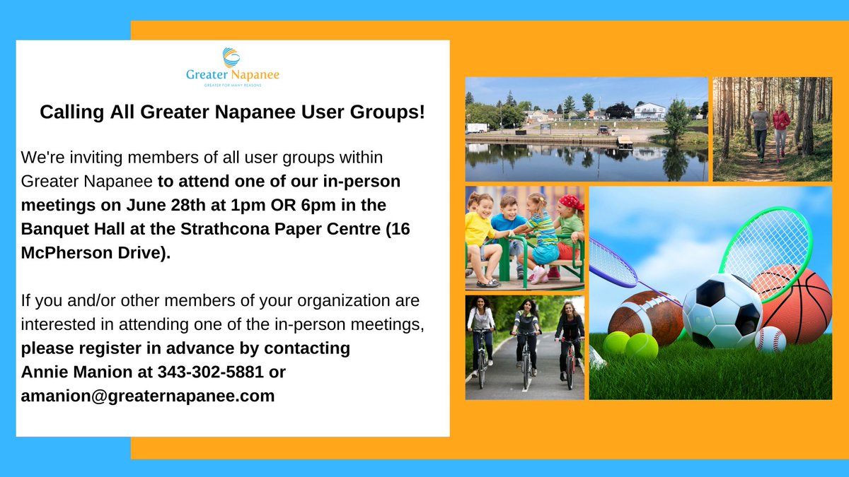 Developing a long-term Rec Master Plan requires an understanding of community needs. We invite members of user groups to attend one of the in-person meetings on June 28 at 1pm or 6pm at the SPC. Registration details below: