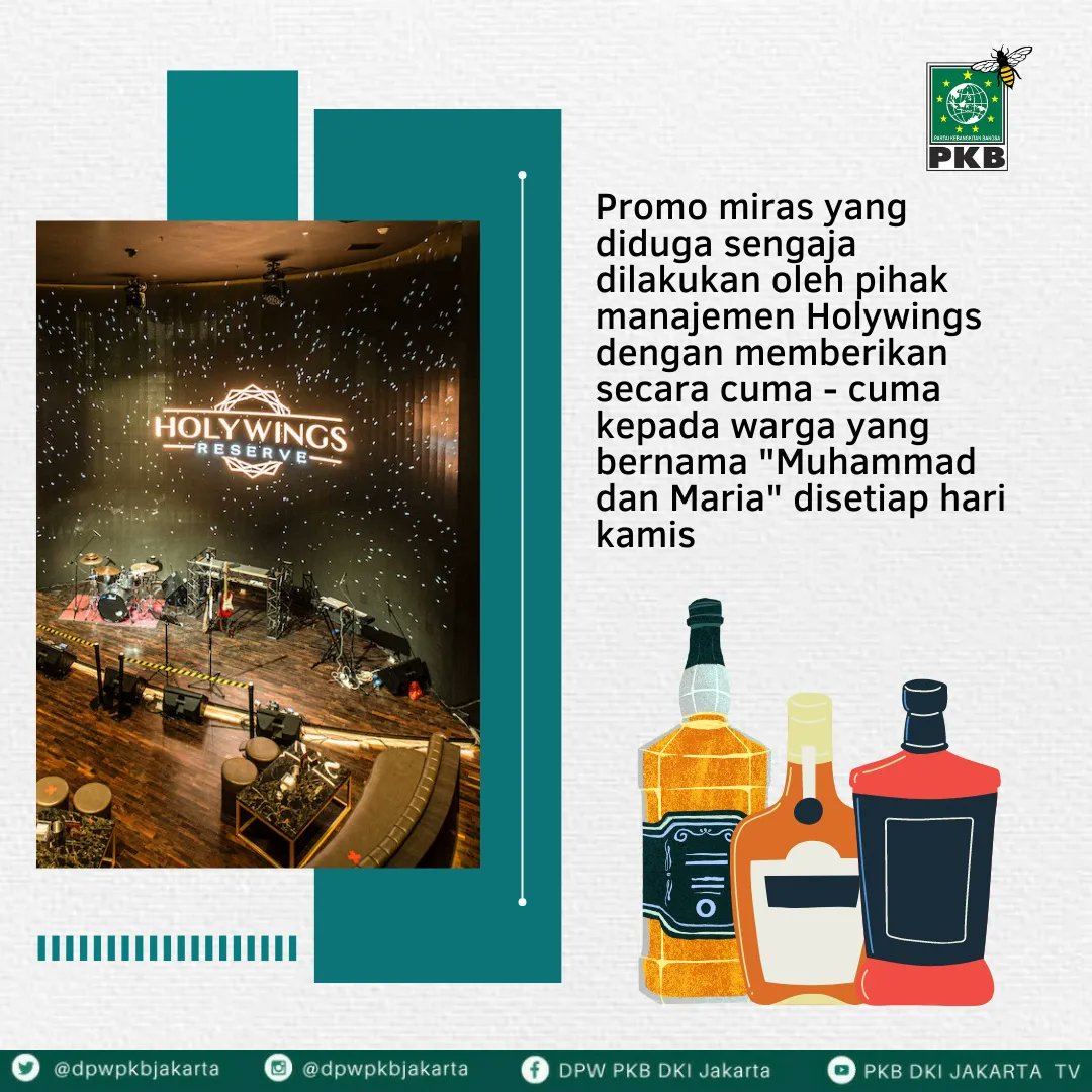 DPWPKBJAKARTA's tweet photo. Ketua DPW PKB DKI Jakarta, H. Hasbiallah Ilyas @hasbipkb kecam manajemen Holywings promo miras gratis warga bernama "Muhammad dan Maria"
@DPP_PKB @cakimiNOW @fpkbdki
#Pkbdkijakarta #jakartaupdate #holywingsindonesia https://t.co/megPVx43ju