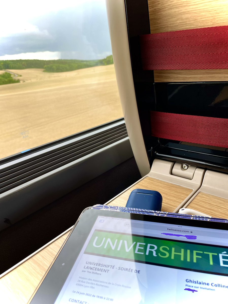 En route en @TGVINOUI (évidemment !) pour l’Univershifté à @OnlyLyon, pour l’édition 2022 portée par @theShiftPR0JECT et les @Les_shifters. 
@SNCFVoyageurs #TGV-Intercités en est évidemment (bis) partenaire 🙂🌎