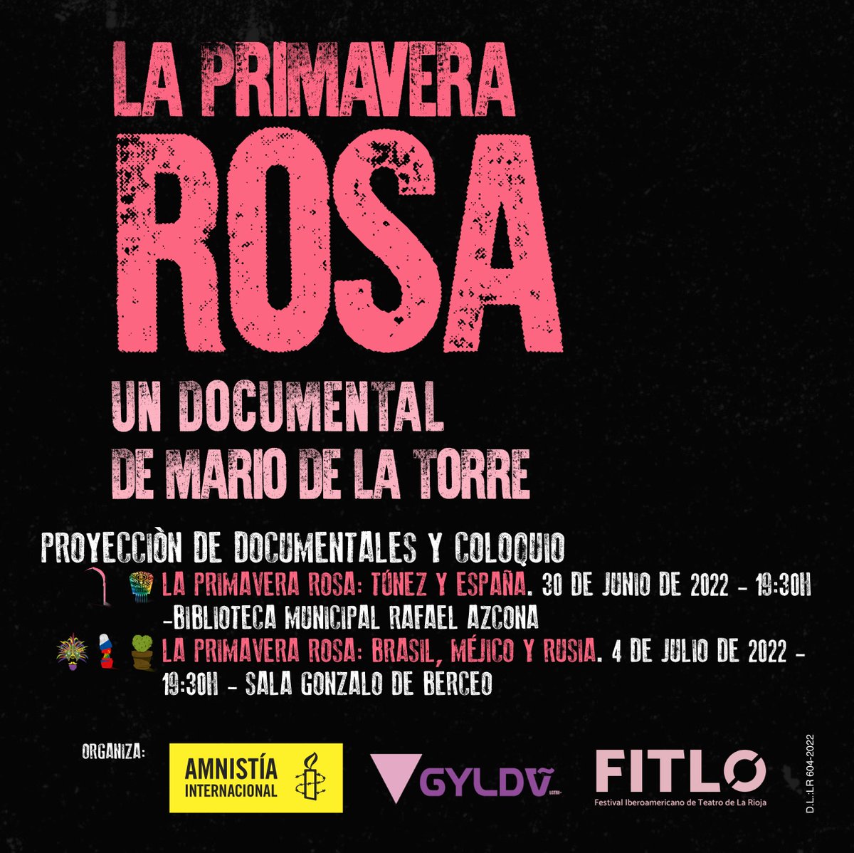No os perdáis la proyección de <a href="/LaPrimaveraRosa/">La Primavera Rosa</a> y los posteriores coloquios en <a href="/bibliorazcona/">Biblioteca Rafael Azcona de Logroño</a> y <a href="/filmotecarioja/">Filmoteca La Rioja</a> #LaRiojaOrgullo, los hemos organizado  junto a <a href="/GyldaRioja/">GYLDA • La Rioja Orgullo LGTBIQ+ 🏳️‍🌈🏳‍⚧</a> y <a href="/FitloF/">FITLO</a>. Tomad nota