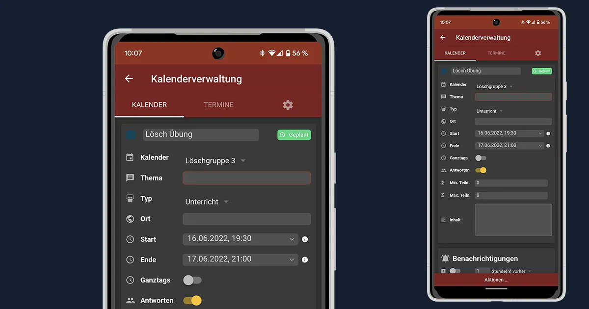 firemergency's tweet photo. Eine lang erwartete Neuerung ist die Bearbeitung von Terminen direkt in aPager PRO! Dies wurde nun gemeinsam mit einer ICAL-Schnittstelle implementiert und steht demnächst direkt als Update allen Nutzern zur Verfügung. https://t.co/x1B6KmiceU