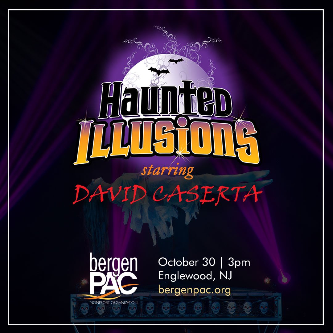 BergenPAC's tweet photo. ON SALE NOW! 👀 

Tickets to comedy legend @TheRealDiceClay on November 9 and Haunted Illusions starring @davidcaserta on October 30 are on sale now!

🎟: https://t.co/tsQzqqNrVo https://t.co/DGQwa1cGoO