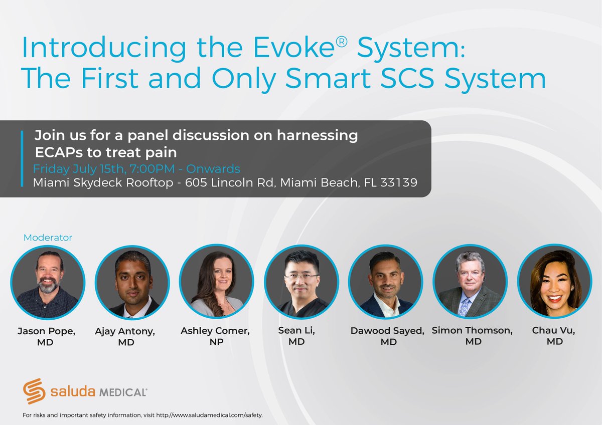 Join us at the ASPN annual meeting where we’ll host a panel discussion on harnessing the power of Evoked Compound Action Potentials (#ECAPs) to treat pain.
Click to register your interest: bit.ly/3nhmgGS
For risks and important safety information: bit.ly/3HRktS9