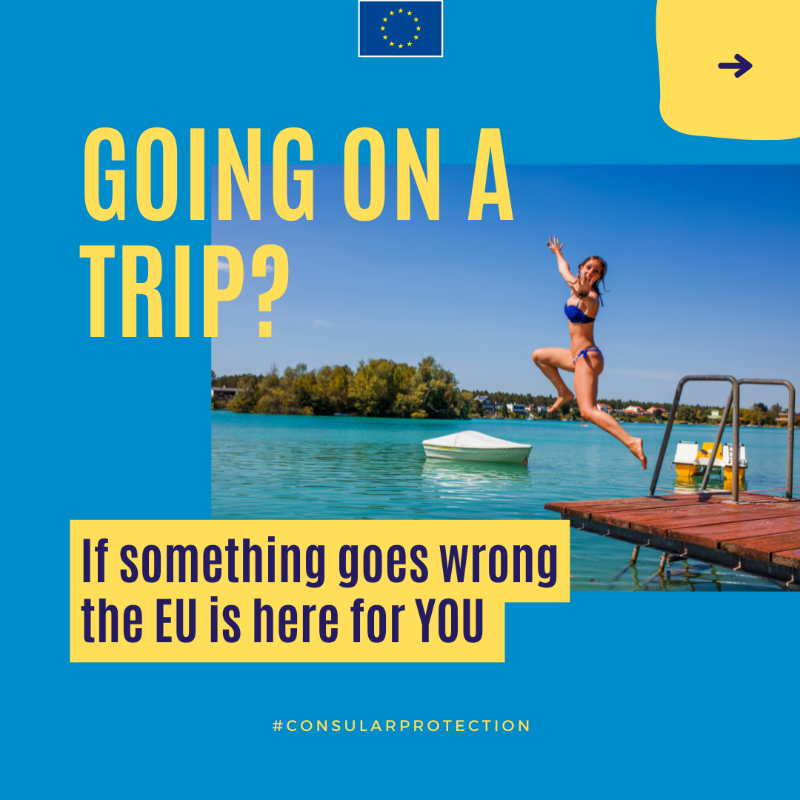 EU_Justice's tweet photo. If you get into serious difficulties somewhere outside the EU &amp; your own country doesn’t have an embassy/consulate there, you can get help from another EU country. 

Read more about your #ConsularProtection rights ⤵️