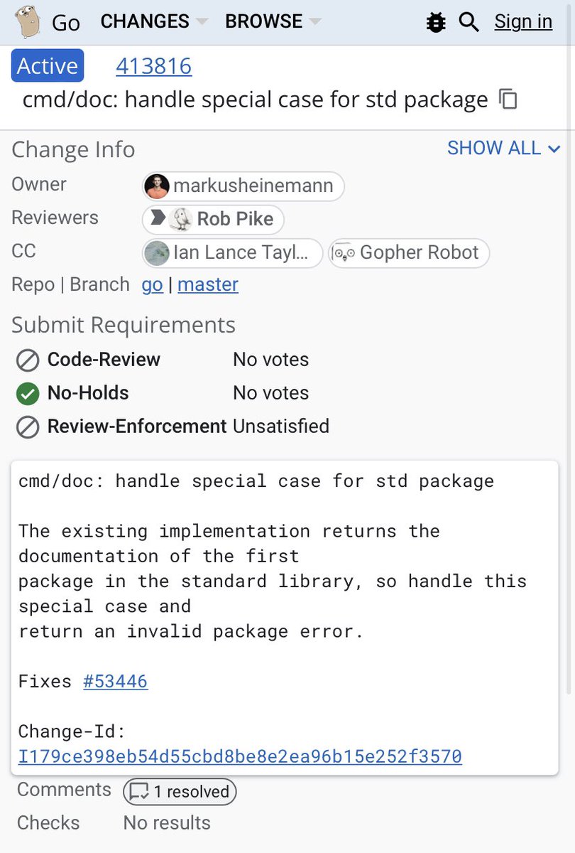 markuscodes's tweet image. Even it is only a small change I just submitted my first change request for the go programming language 🥳