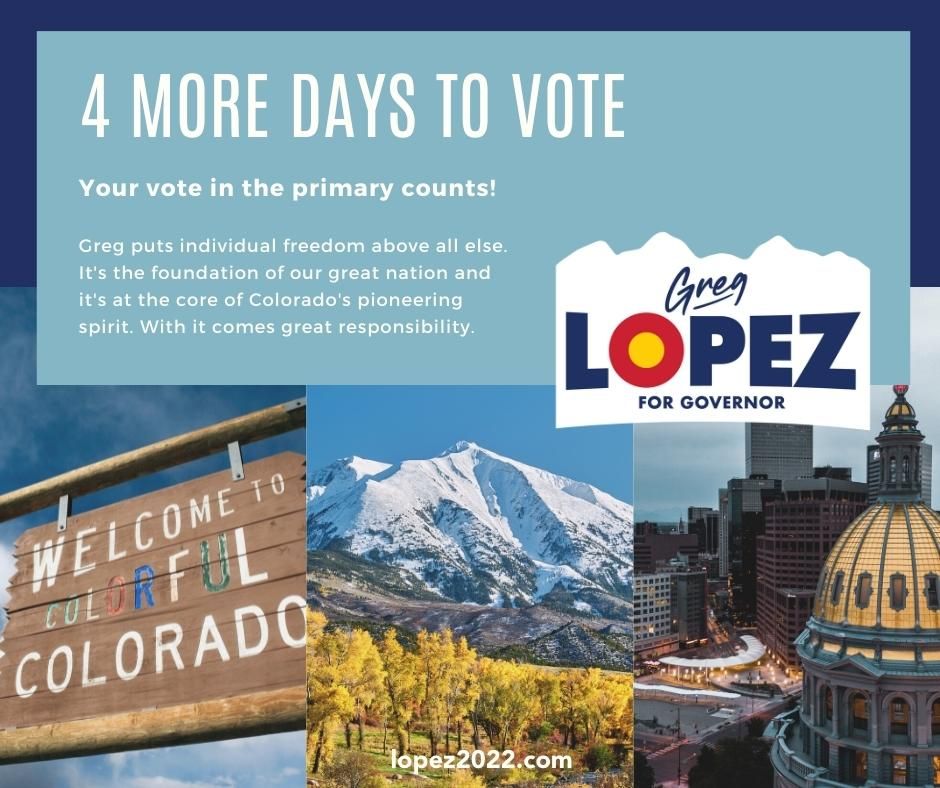 I am a Coloradan who believes every person in Colorado matters. Your vote and voice for this primary matter!! Please VOTE!! Find our where to drop off your ballot or vote here: sos.state.co.us/pubs/elections…