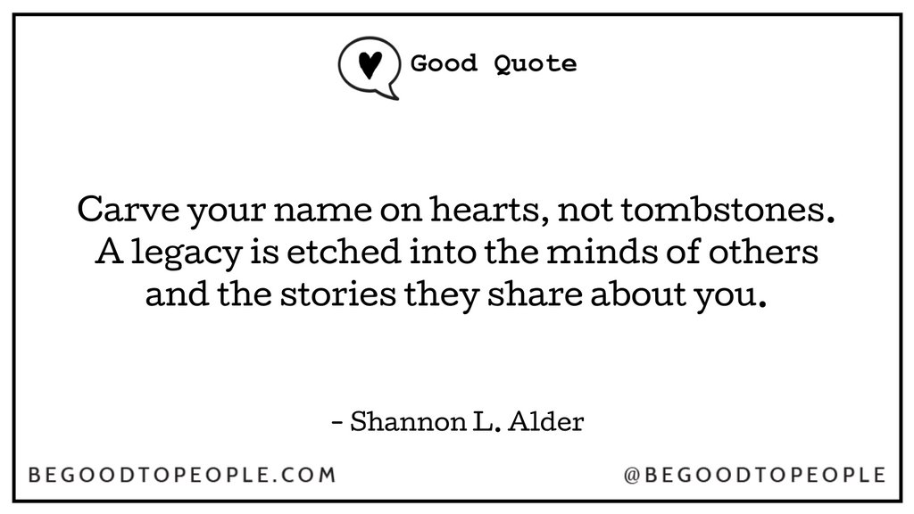 begoodtopeople's tweet image. What legacy are you etching into the minds of others? 🙏❤️✨

#begoodtopeople #leaveyourmark #spreadthegood #kindnessmatters #goodquotes #kindnessquotes #spreadthelove #spreadlovenothate