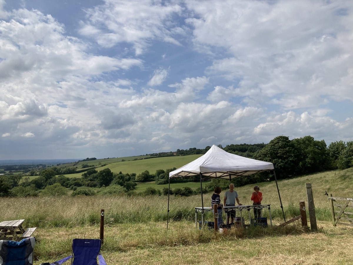 Singing tonight at my first live gig in many years. Outside at the barn, and what a view! Setting up …