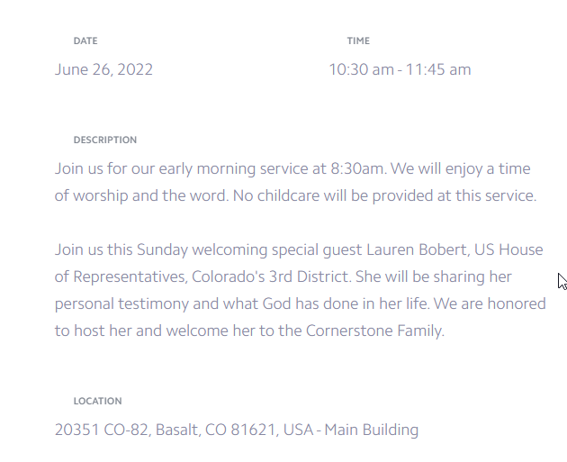 AmericanMuck's tweet photo. We've filed a pre-emptive tax exempt organization complaint against Cornerstone Christian Center for allowing @LaurenBoebert to appear at 2 services this Sunday for political speeches 2 days before an election.  This is illegal political activity at an IRS designated non-profit. https://t.co/ij22c8vNhd