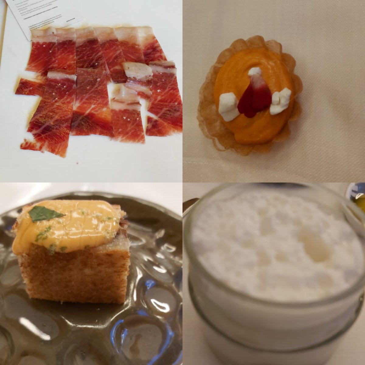 Jamón Joselito, 2015. Tartaleta de pimiento del piquillo. Brioche de costilla y una alucinante pannacota de espárragos, espuma de leche y chocolate blanco. En <a href="/abarra_res/">Restaurante A' Barra</a>