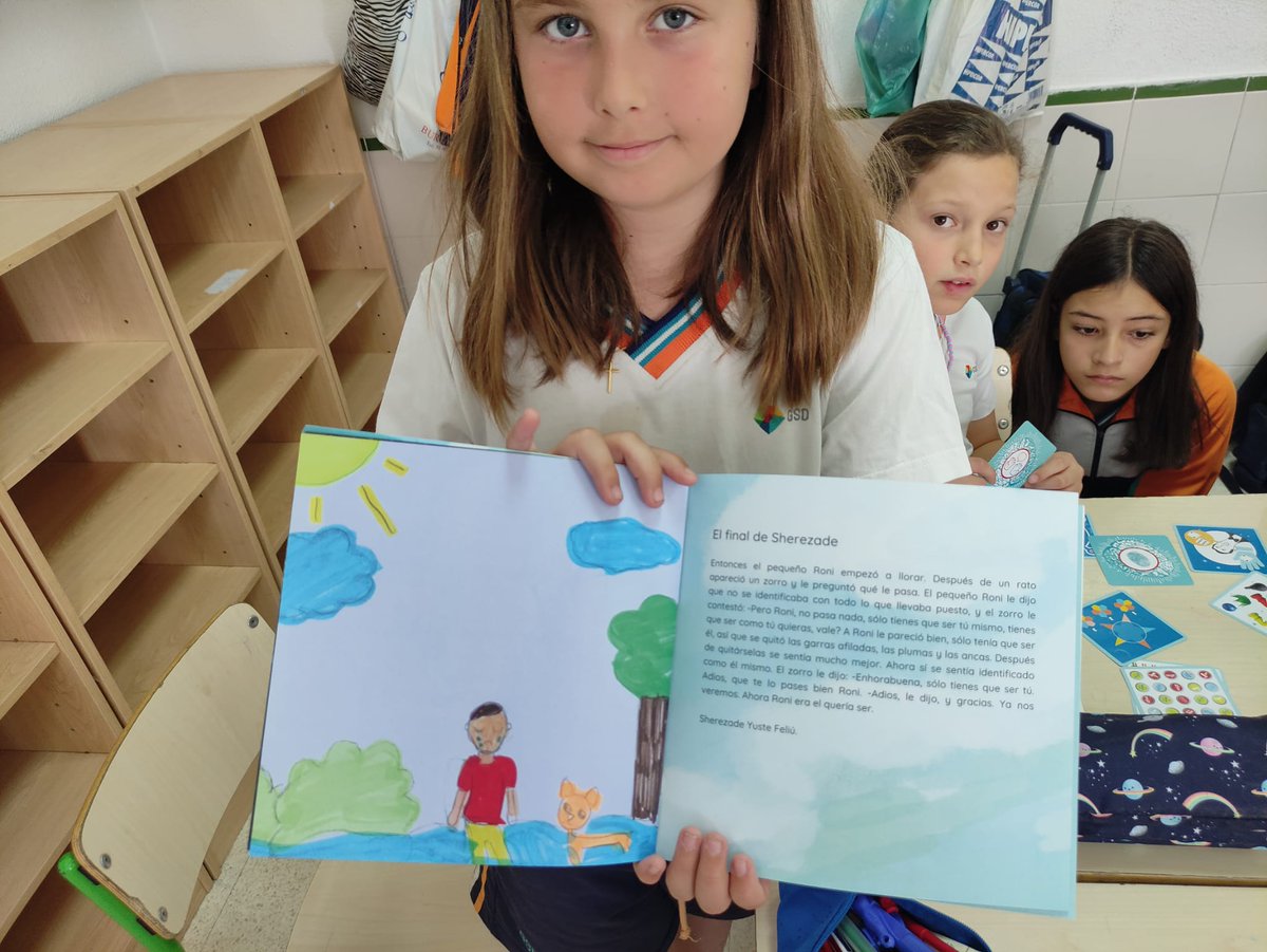 gsdlasrozas_dir's tweet photo. Qué ilusión cuando han llegado los cuentos de @coloria_ong !!! El resultado es espectacular, tener un cuento publicado con tu propio final escrito por ti y también tu ilustración es algo muy especial!!! Y además con un fin solidario e integrador. Muchas gracias!!! https://t.co/8j9f2SsEpa