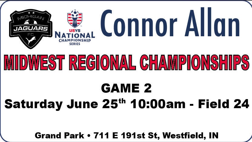 Connor Allan (@connorallan24) on Twitter photo Game 2 for the Michigan Jaguars 05 NLC team at Grand Park for the Midwest Regional Championships!
<a href="/MichiganJaguars/">Michigan Jaguars FC</a> <a href="/ImCollegeSoccer/">College Soccer Truth ™</a> <a href="/NationalLeague/">National League</a>
<a href="/scoutingzone/">ScoutingZone®</a> <a href="/TopDrawerSoccer/">TopDrawerSoccer</a> <a href="/TopPreps/">AI SEARCH - TOP PREPS AI SPORTS SEARCH ENGINE</a> <a href="/Sports_Recruits/">SportsRecruits</a> <a href="/Co11egeSoccer/">College Soccer Recruiting Resources</a> #earnyourplace Game 2 for the Michigan Jaguars 05 NLC team at Grand Park for the Midwest Regional Championships!
<a href="/MichiganJaguars/">Michigan Jaguars FC</a> <a href="/ImCollegeSoccer/">College Soccer Truth ™</a> <a href="/NationalLeague/">National League</a>
<a href="/scoutingzone/">ScoutingZone®</a> <a href="/TopDrawerSoccer/">TopDrawerSoccer</a> <a href="/TopPreps/">AI SEARCH - TOP PREPS AI SPORTS SEARCH ENGINE</a> <a href="/Sports_Recruits/">SportsRecruits</a> <a href="/Co11egeSoccer/">College Soccer Recruiting Resources</a> #earnyourplace