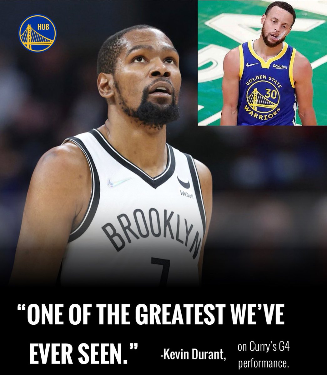 WarriorsHub's tweet photo. KD had THIS to say after witnessing Steph Curry’s legendary Game 4 performance in the NBA Finals. 😳

#Warriors #Curry https://t.co/4wMe8mKSl5