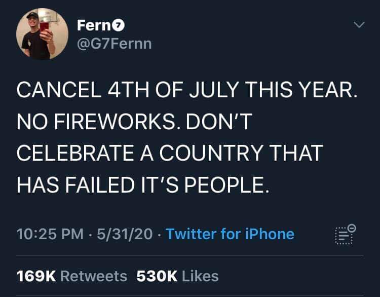 "Don't celebrate a country that has failed its people."

This was for 2020 and stand true 6 months into 2022. #FuckSCOTUS #RoeVsWade