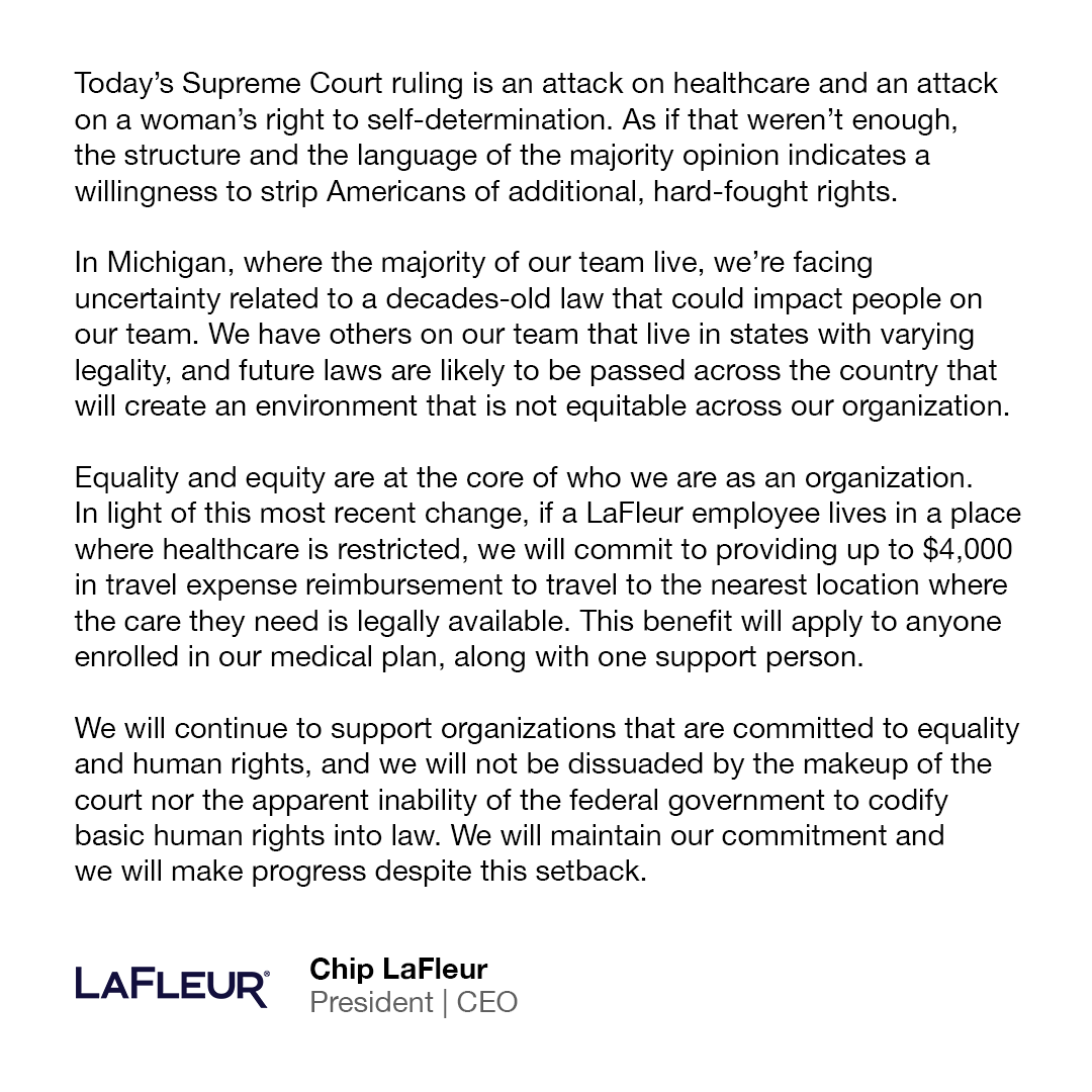 A statement from our President and CEO, Chip LaFleur.