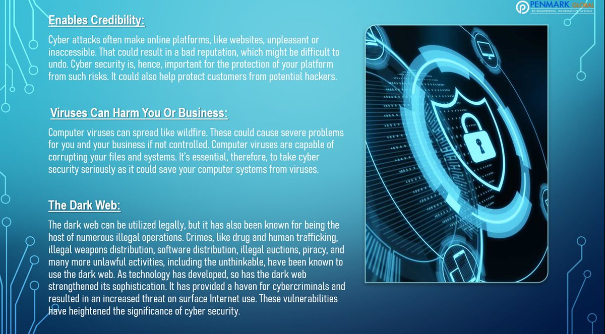 penmarksolutio2's tweet image. IMPORTANCE of CYBER SECURITY
#penmark  #penmarksolutions #IT #cybersecurity #cybercrime #cyberattacks