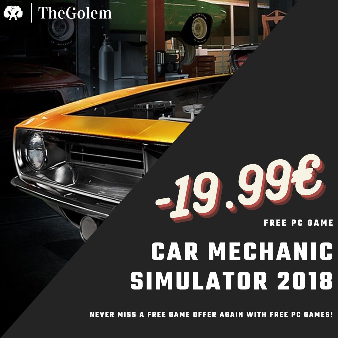 TheGolemDev's tweet photo. Car Mechanic Simulator 2018 is free to Keep.

Download our App (https://t.co/QqtWSiZu22) to see all free PC games!

And never miss any Free Game again!

#CarMechanicSimulator
#freesteamkeys​ #freekey​ #free​ #freepc​ #freepcgames​ #freegames​ #freegame​ #freeepicgames https://t.co/5yIGALt3VH