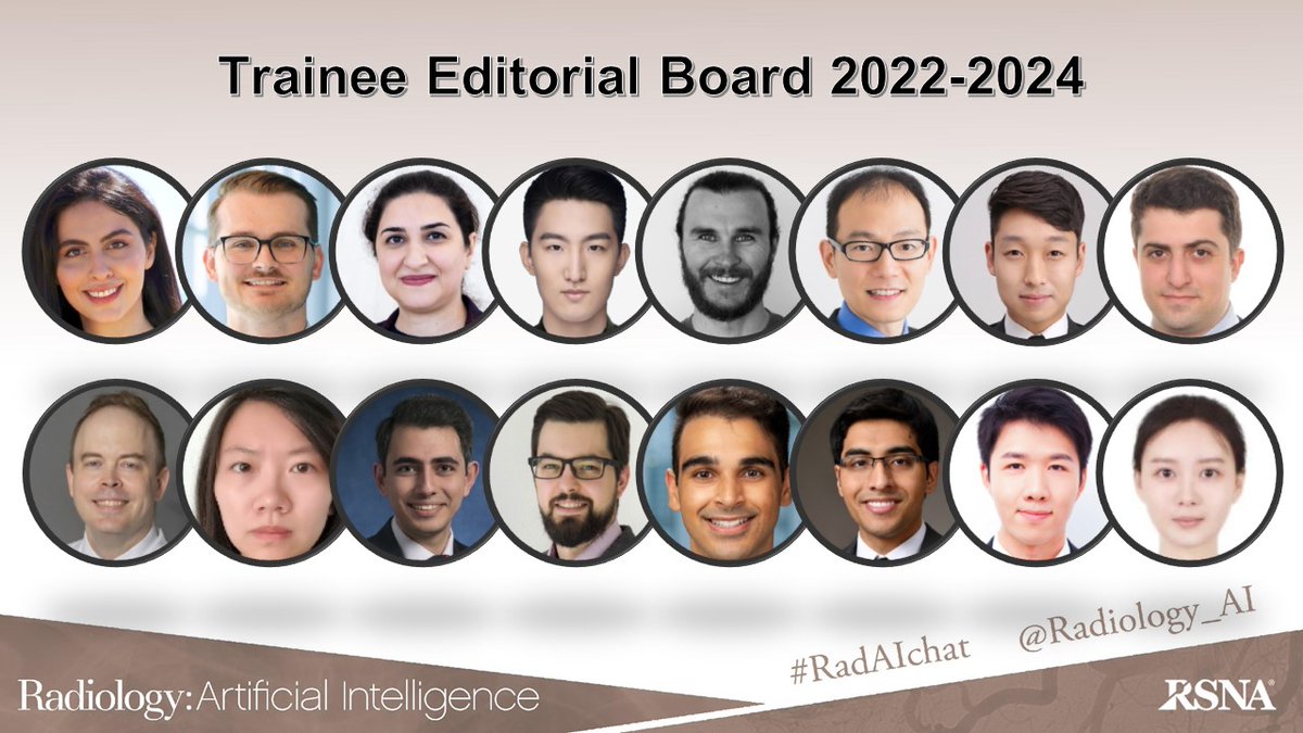 Meet an AMAZING group of physicians + scientists... the newest members of the <a href="/Radiology_AI/">Radiology: Artificial Intelligence</a> Trainee Editorial Board! pubs.rsna.org/page/ai/blog/2… <a href="/RSNA/">RSNA</a>