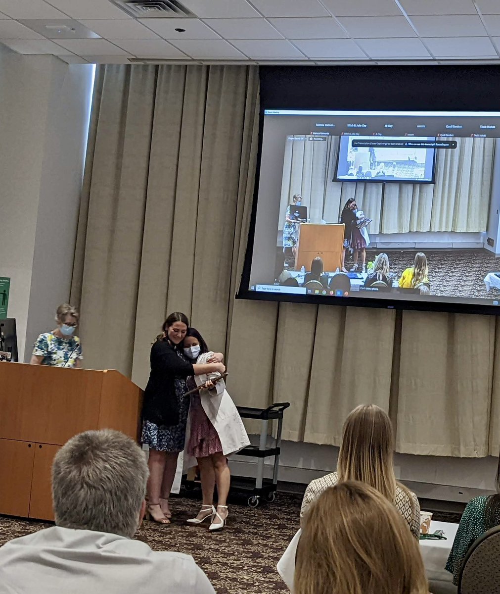SNunezCruz's tweet photo. Congratulations to our graduating class of 2021-2022! 🤩💊 Thank you for making my first year back @RushPharm a great one and for the honor of Preceptor of the Year! I’m so proud of all of you! 🤗 Special shout out to my mentee for presenting me with the award! 💜 https://t.co/SB7kO3ciVN