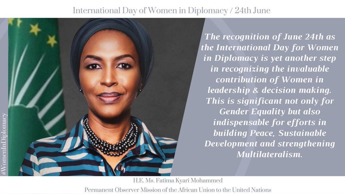 The recognition of June 24th as the #InternationalDayofWomeninDiplomacy is yet another step in recognizing the invaluable contribution of #Womeninleadership & #Decisionmaking.This is significant for #GenderEquality &indispensable for #Multilateralism.Much respect sisters🌹!
#IDWD