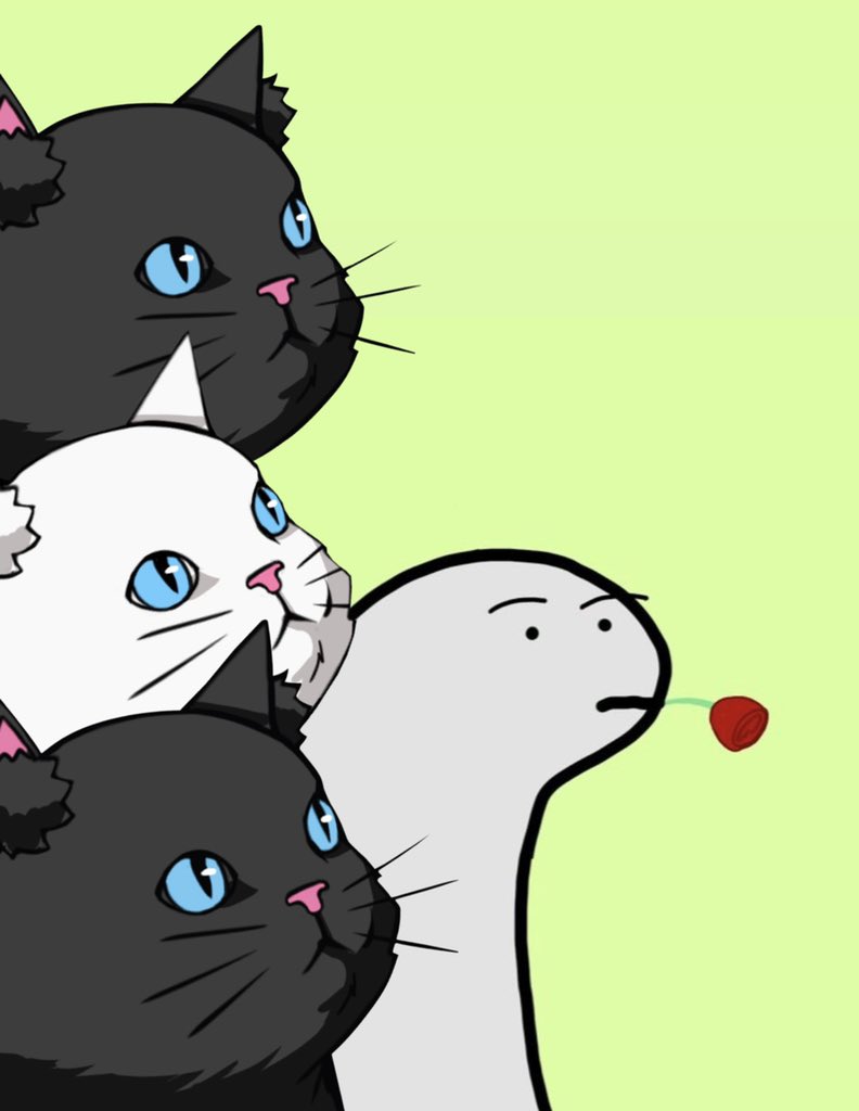 Chappyaroi_v2's tweet photo. @KWM_Neko @wendy_wendy444 @NFTKade @SadDinosNFT Happy Neko love sad dino :) 
Sad dino love happy Neko 🌹 https://t.co/7iUbghlbM5