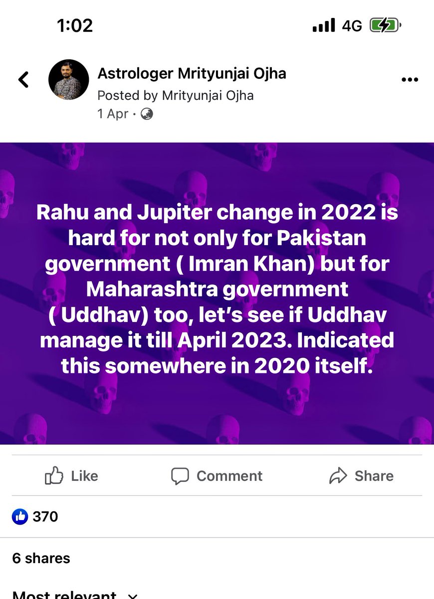 AstroOjha's tweet photo. Imran khan is gone and Uddhav is struggling now, Wrong decisions at wrong time and destiny are responsible for this, don’t overlook my prediction @ravikishann @KapilMishra_IND @TajinderBagga https://t.co/MwBBiVK61z