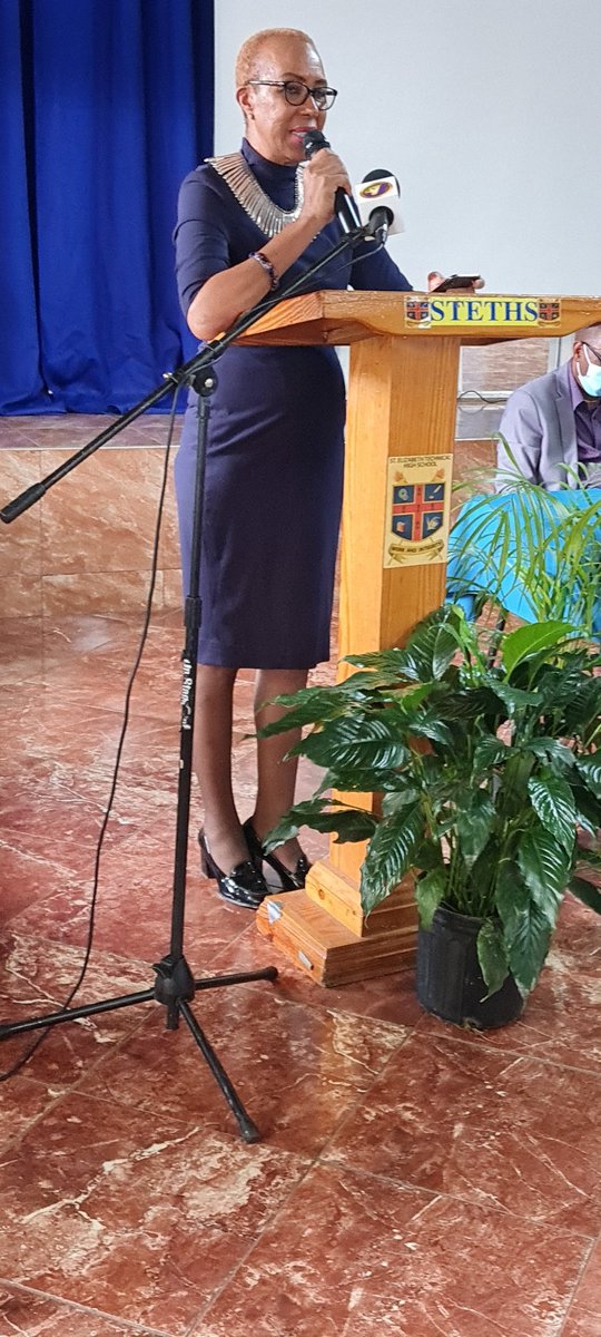 Delroychuckjm's tweet photo. My Cabinet colleague Fayval Williams addressing the @mojofficialjm @MOEYJamaica Restorative Justice Sensitization programme at #STETHS. @mojofficialjm https://t.co/K9yNV7zc6V