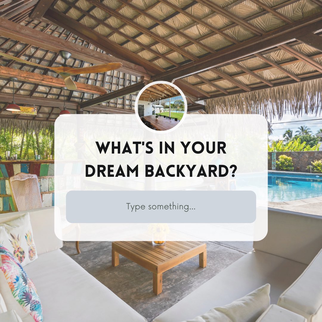 SoCalDreamTeam's tweet photo. Does your dream backyard include a swimming pool, basketball court, or a screened-in back porch? Whatever it is, I'd love to hear it. Comment below! 🤗

#questionoftheday #dreambackyard #dreampool #dreamhome #homegoals #backyardgoals #poolhouse #backyardbbq #backyardpool https://t.co/gJBMRjgThf