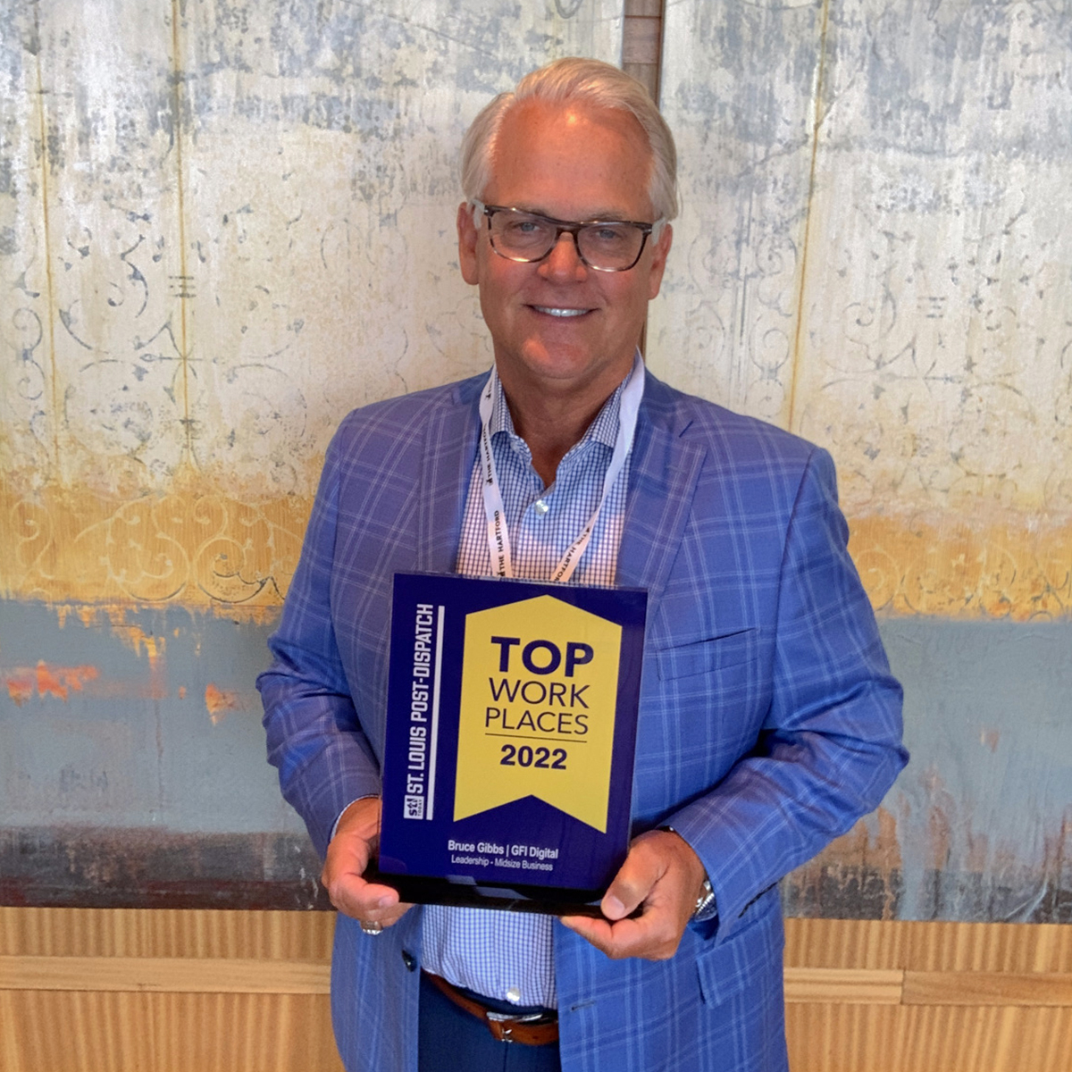 GFI_Digital's tweet photo. Today we are incredibly proud of our founder and President, Bruce Gibbs, who the St. Louis Post-Dispatch recognized with the top Leadership Midsize Business award. Proud to be a Top Work Place 6 years running!
.
#GFIDigital #stlouispostdispatch #topworkplace2022 https://t.co/6wBFfzLmH9