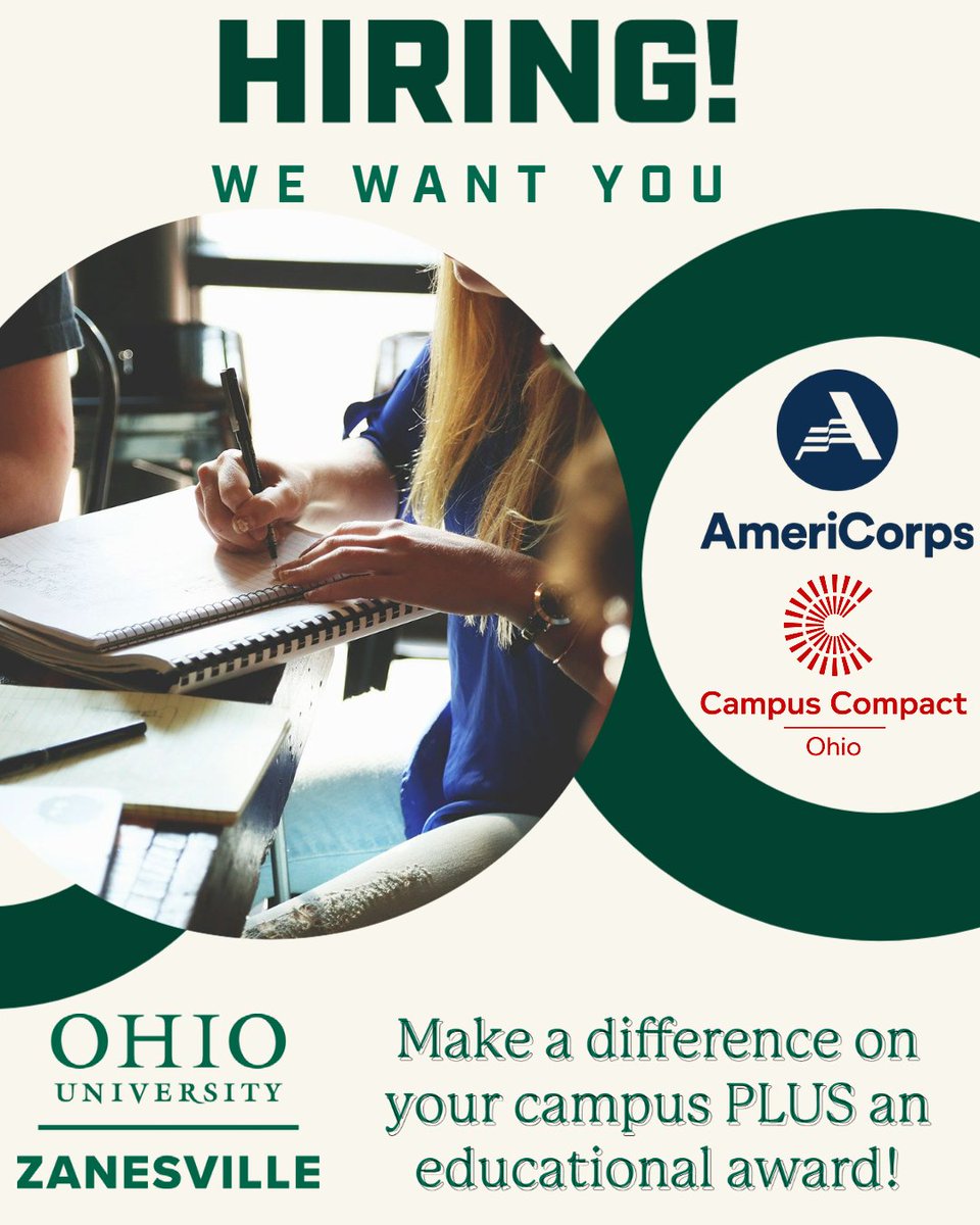 ouzanesville's tweet image. Join AmeriCorps this school year on campus!  OHIO Zanesville is looking for TWO students interested in making a difference on campus this school year.  
Email your resume to zanesville@ohio.edu!  
#ForeverOHIO #CampusCompact #AmeriCorps #OHIOZanesville