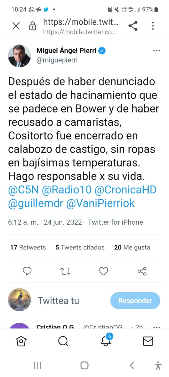 MarianaYturris's tweet photo. @miguepierri @SunriseCeo  @VillaMariaYA1 @APDHArgentina @MindefArg @ONUHumanRights 
Sistema Penitenciario de cárcel de Bouwer actuó desde su lógica de castigo y represión absoluta. Pedimos URGENTE INTERVENCION DERECHOS HUMANOS. https://t.co/aGSxVRHzP5