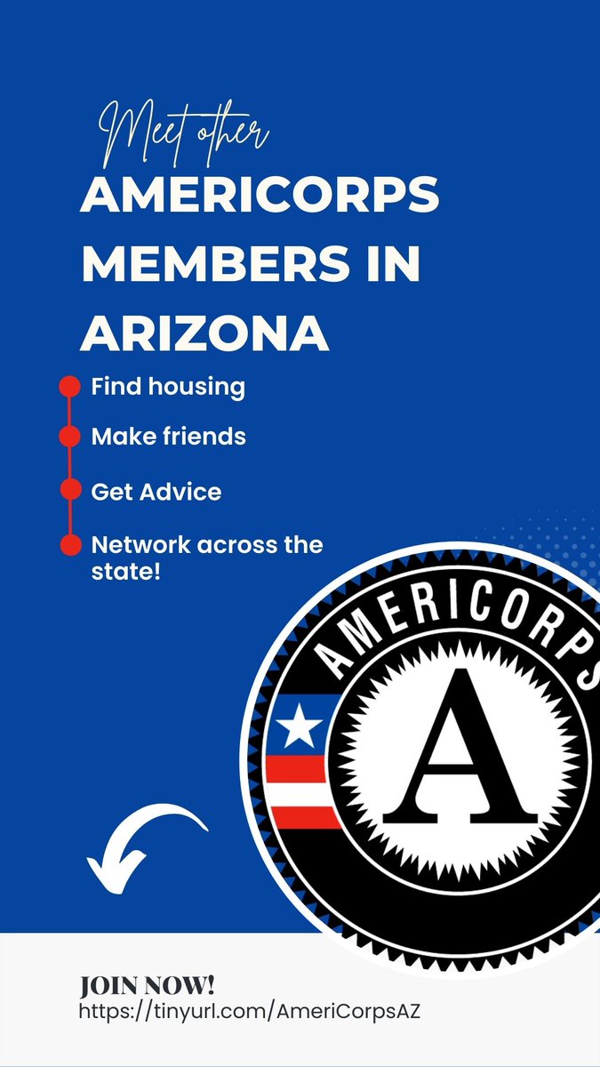 For @AmeriCorps members currently serving in Arizona, we have a Discord server for you! Get connected with other members from across the state by joining at the link in the flyer.